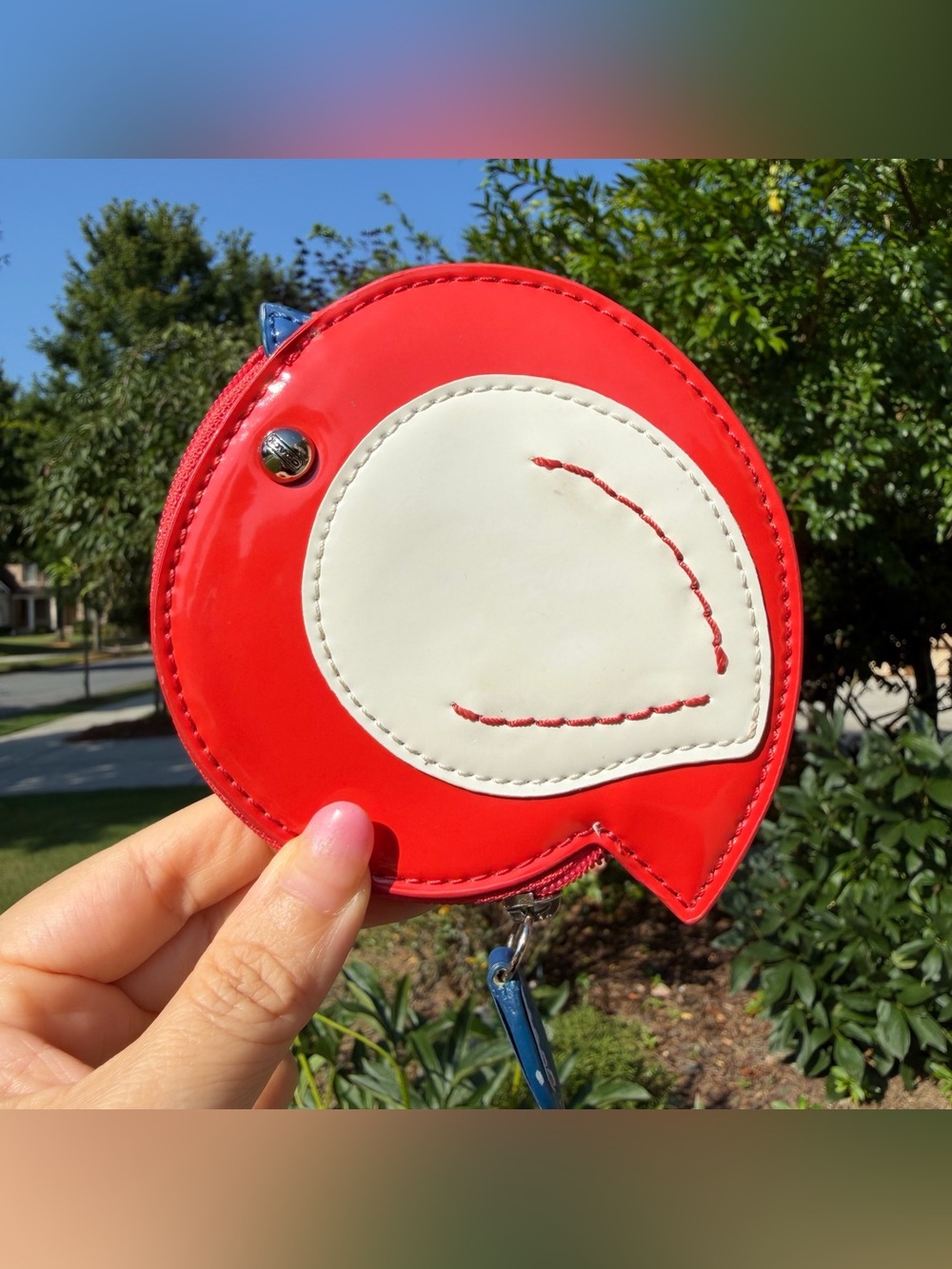 Vintage Coach Red Bird Patent Leather Coin Purse Pouch